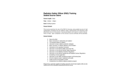 Radiation Safety Officer (RSO) Training - Brochure