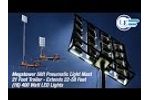 MegaTower 50` Pneumatic Light Mast - 21 Foot Trailer - Extends 22-58 Feet - (16) 500 Watt LED Lights Video