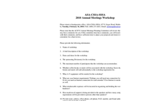 ASA-CSSA-SSSA 2010 International Annual Meetings - 2010 Workshop Proposal Form Brochure (PDF 11.6 KB)