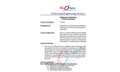 Maintenance Engineering - A Modern Approach - Course Brochure