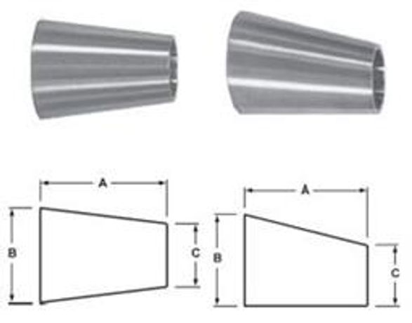 Adamant Valves - Model Sanitary Fittings - Sanitary Butt-weld Reducers