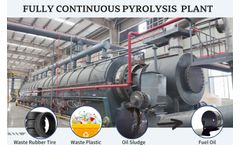 Fully continuous waste tire to fuel oil pyrolysis process lin