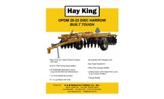  	Hay King - Model OPDM 28-22 - Pull-Type Disc Harrow - Brochure