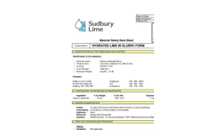 Lime Slurry - Material Safety Data Sheet
