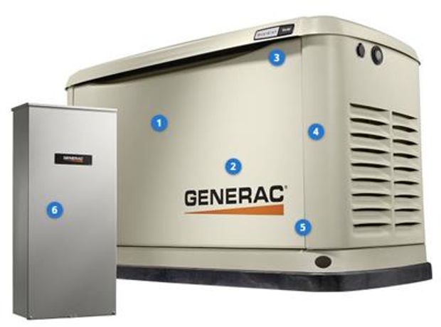 Generac - Model 7030, Guardian Seres 9kW - Home Backup Generator with 16-Circuit Transfer Switch