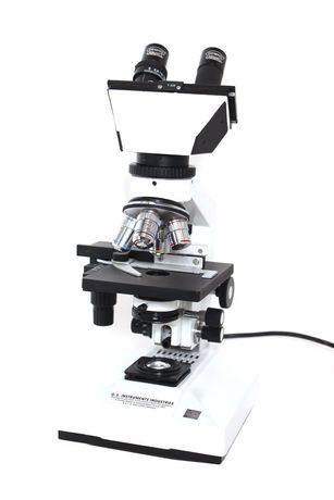 Gemko Labwell - Model G.S. 725-2 - Brass & Diecast Aluminium White & Black Laboratory Medical Research Microscope