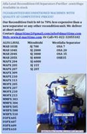 Alfa Laval - Model MOPX207  - Reconditioned Alfa Laval centrifuge for Marine diesel oil, Biodiesel, Lubricating oil, Distillate, Hydraulic oil, Removes Water & Sludge