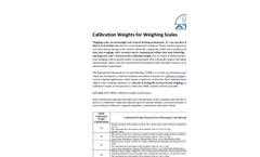 Calibration Weights For Weighing Scales Brochure