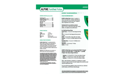 Alpine Fortified Foliar - Liquid Fertilizer - Datasheet