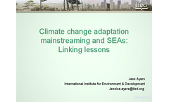 Climate Change and Adaptation Mainstreaming