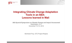 Adaptation Tools in an SEA in Mali