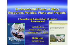 Environmental Flows in Water Resources Policies, Plans and Projects