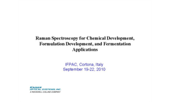 Raman Spectroscopy for Chemical Development, Formulation Development, and Fermentation Applications Brochure