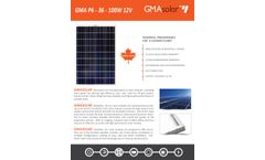 GMA Solar - Model GMA P6 36C 100W 12V - Polycrystalline Solar Panel - Brochure