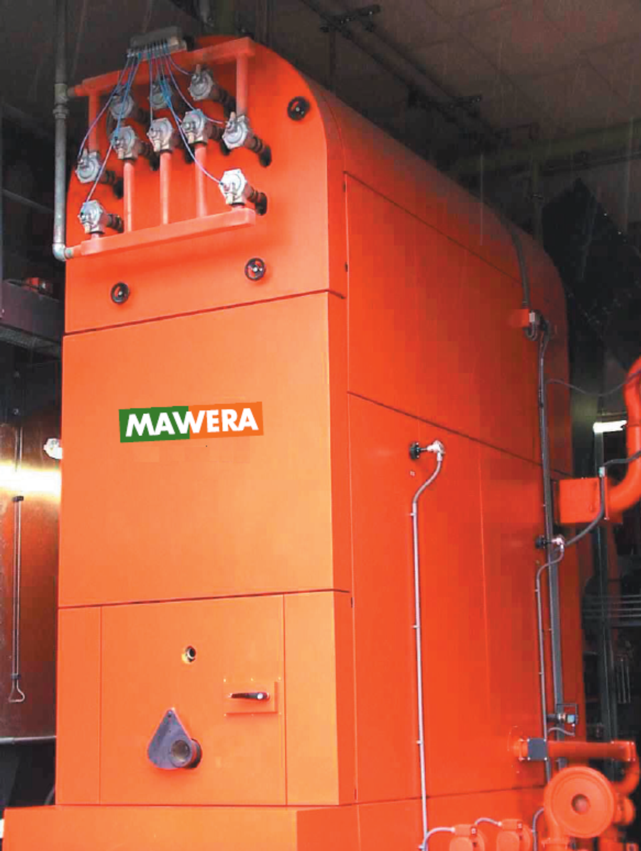 MBTU/h MAWERA firebox boiler model FSR 850 Low-NOx with pneumatic boiler pipe cleaning