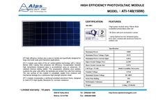 Alps - Model ATI-140(150W) - Solar Panel - Brochure