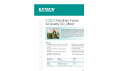 Extech - Model CO240 - Indoor Air Quality, Carbon Dioxide (CO2) Meter - Datasheet