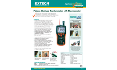 Extech/Flir - Model MO297 - Pinless Moisture Psychrometer with IR Thermometer and Bluetooth METERLiNK - Datasheet