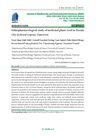 Ethnopharmacological study of medicinal plants used in Douala City (Littoral region), Cameroon-1