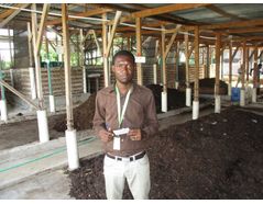 Marckindy onsite at SOIL’s composting waste treatment site in Mouchinette, Northern Haiti.