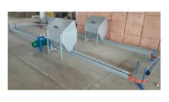 Chain feeding systems for breeders on floor and cages.