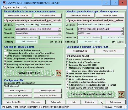 SEVENPAR 14.10 Modelling Of Helmert Seven Parameter Sets From Identical ...