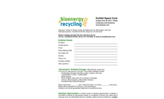 bioenergy + recycling 2013 - Exhibitor Application