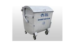 Model 1100 Liter - Hot Dip Galvanized Waste Container with Dome Lid