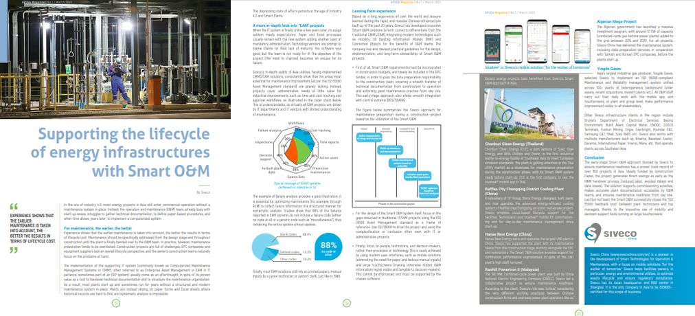 Article 'Supporting the lifecycle of energy infrastructures with Smart O&M' published in APUEA Magazine-0