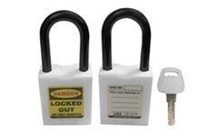 Model KRM-K-OSLTP-NKA-White - OSHA Safety Lock Tag Padlock - Nylon Shackle With Alike Key