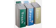 Three Compartment Decorative Stainless Recycling Bins