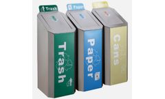 Gomate - Model GMT-316 - Three Compartment Decorative Stainless Recycling Bins