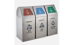 Gomate - Model GMT-302 - Three Compartment Decorative Stainless Recycling Bins
