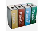 Gomate - Model GMT-403 - Four Compartment Decorative Stainless Steel Recycling Bins