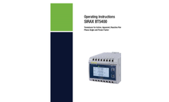 Sirax - Model BT5400 - Transducer for Active, Apparent, Reactive Power, Phase Angle and Power Factor - Operating Instructions