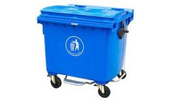 Model XDL-1100A-1 - Plastic Outdoor Four Wheels Flat Lid Garbage Container (1100L)