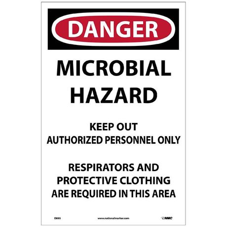 NMC - Model D895 - Danger Microbial Hazard Paper Sign - Pack of 100