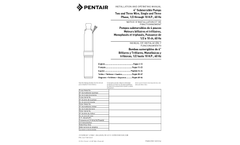 Pentair Myers - Model Predator Plus Series - Stainless Steel 4` Submersible Well Pumps - Manual