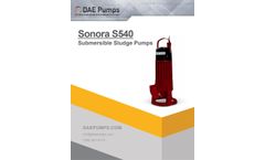 Sonora - Model S540 - Submersible Sludge Pump - 4 Inch / 370 GPM / 6.2 HP - Datasheet