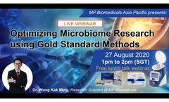 Optimising Microbiome Research using Gold Standard Methods - Webinar recording August 27, 2020- Video