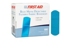 Dukal - Model 100/BX, 12 BX/CS - Metal Detectable Fabric Adhesive Bandages 1 x 3 Inch, Blue