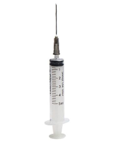 AldarMed - Model LS0521G1 - Hypodermic Syringe with Gasket, Needle 5 cc luer slip 21Gx1``