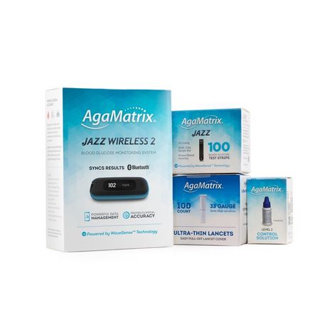 AgaMatrix - Model Jazz Wireless 2 - Blood Glucose Monitor - Starter Pack