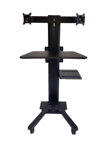 MSEC - Model MS3C-TELE-PCM1202 - Adjustable Height Dual Monitor Mobile Telemedicine Computer Stand