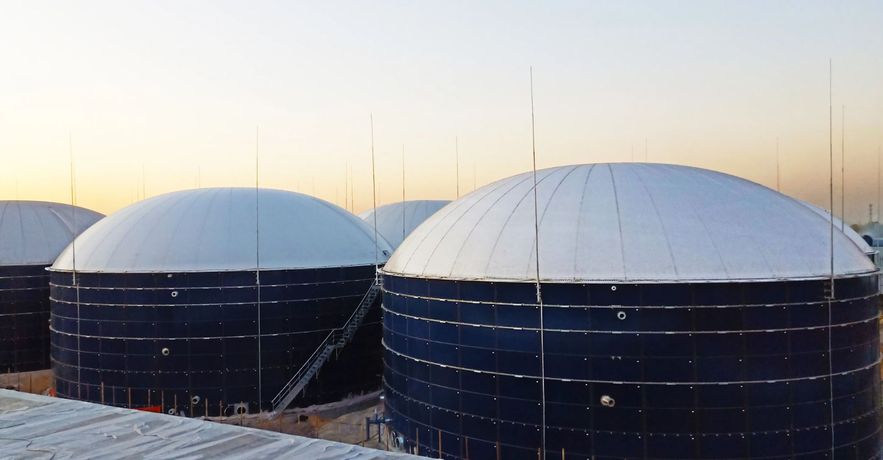 Glass-Lined-Steel Tank with Top Mounted Gas Holder for Biogas And Waste Water Usage