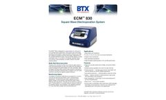 BTX - Model ECM 830 - Square Wave Electroporation System - Datasheet