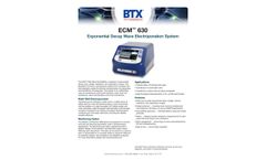 BTX - Model ECM 630 - Exponential Decay Wave Electroporation System - Datasheet