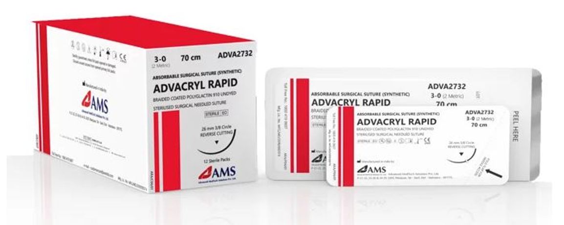 ADVACRYL RAPID - Model Polyglactin 910 Fast Absorbing - Braided Coated Synthetic Absorbable Surgical Suture