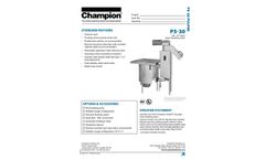 Champion Trisys - Model P5-30 - 5 Hp, 30 Inch Pulper Waste Handling System Datasheet