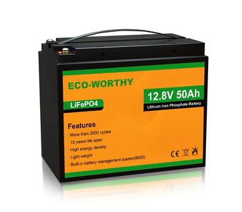 LiFePO4 - 12V 50Ah Lithium Iron Phosphate Battery